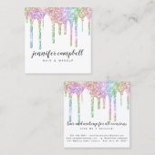 Carte De Visite Carré Parties scintillant gouttes chic maquillage cheveu (Devant / Derrière)