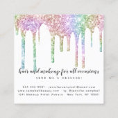 Carte De Visite Carré Parties scintillant gouttes chic maquillage cheveu (Dos)