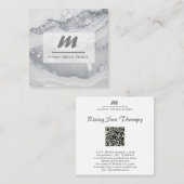 Carte De Visite Carré *~* Parties scintillant GRAY EN ARGENT Glam QR Lux (Devant / Derrière)
