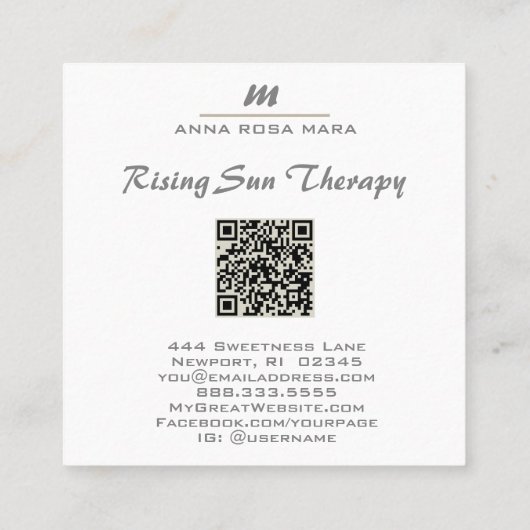 Carte De Visite Carré *~* Parties scintillant GRAY EN ARGENT Glam QR Lux (Dos)