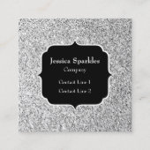 Carte De Visite Carré Parties scintillant gris argent scintille Monogram (Devant)