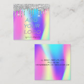 Carte De Visite Carré Parties scintillant Holographique en argent Ajoute (Devant / Derrière)