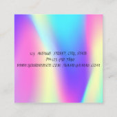 Carte De Visite Carré Parties scintillant Holographique en argent Ajoute (Dos)