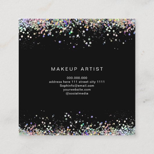 Carte De Visite Carré Parties scintillant Holographique unique lèvres Be (Dos)