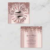 Carte De Visite Carré Parties scintillant Lashes Rose Nails Manicure Ski (Devant / Derrière)