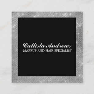 Carte De Visite Carré Parties scintillant minimaliste moderne en argent 