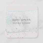 Carte De Visite Carré Parties scintillant Monogramme Abstraite Aqua Blue (Devant)