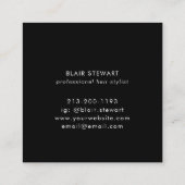 Carte De Visite Carré Parties scintillant Noire moderne Iridescente List (Dos)