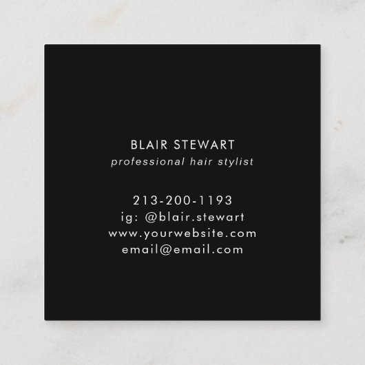 Carte De Visite Carré Parties scintillant Noire moderne Iridescente List (Dos)