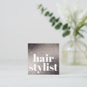 Carte De Visite Carré Parties scintillant Noire moderne Iridescente List (Debout devant)