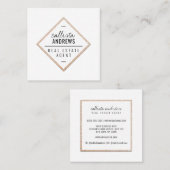 Carte De Visite Carré Parties scintillant or blanc moderne Carré diamant (Devant / Derrière)