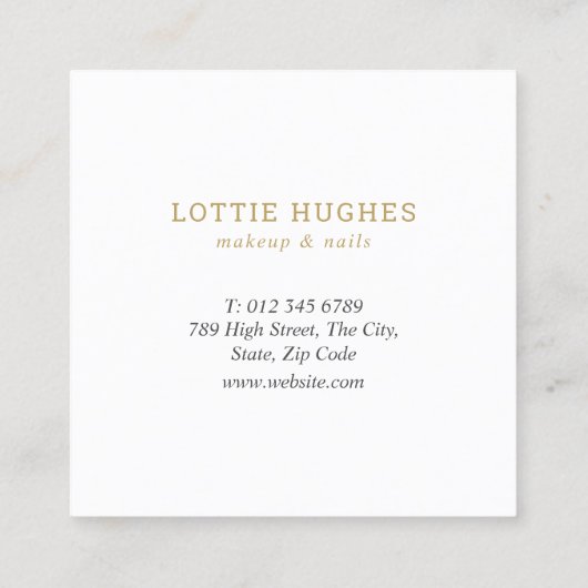 Carte De Visite Carré Parties scintillant Or moderne chic (Dos)