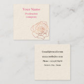 Carte De Visite Carré Parties scintillant or Rose floral (Devant / Derrière)