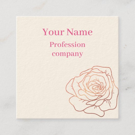 Carte De Visite Carré Parties scintillant or Rose floral (Devant)