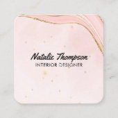 Carte De Visite Carré Parties scintillant or rose pâle Aquarelle moderne (Devant)