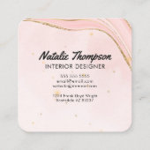 Carte De Visite Carré Parties scintillant or rose pâle Aquarelle moderne (Dos)