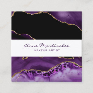 Carte De Visite Carré Parties scintillant or violet Agate Carré Carte d