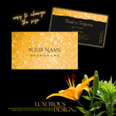 Carte De Visite Carré Parties scintillant Orange Luxueuse Étoiles Lumine