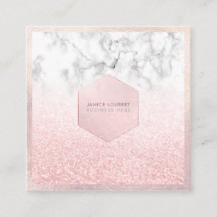 Carte De Visite Carré Parties scintillant PixDezines Glam Faux, Blush+Ma