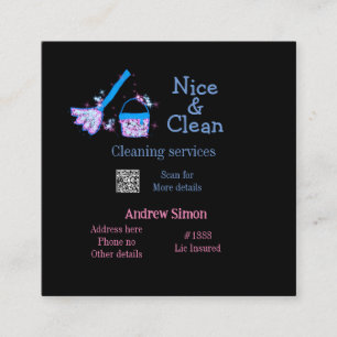 Carte De Visite Carré Parties scintillant rose bleue nettoyant pop ajout