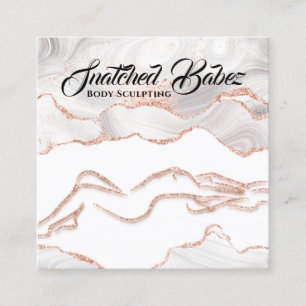 Carte De Visite Carré Parties scintillant Rose en marbre sculpté du log