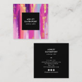 Carte De Visite Carré Parties scintillant rose et or élégant maquillage (Devant / Derrière)