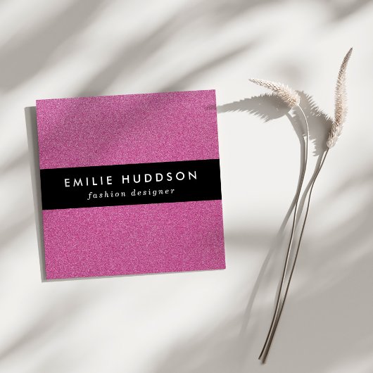 Carte De Visite Carré Parties scintillant rose, Étincelle, Arrière - pla