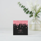 Carte De Visite Carré Parties scintillant rose goutte-à-goutte Maquillag (Debout devant)