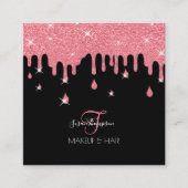 Carte De Visite Carré Parties scintillant rose goutte-à-goutte Maquillag (Devant)