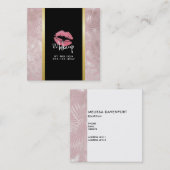 Carte De Visite Carré Parties scintillant rose lèvres et Rose Gold Tropi (Devant / Derrière)