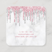 Carte De Visite Carré parties scintillant rose moderne en or et en marbr (Dos)