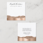 Carte De Visite Carré Parties scintillant rose or bijouterie (Devant / Derrière)