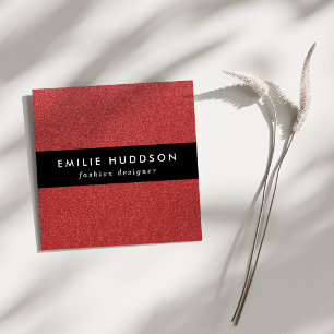 Carte De Visite Carré Parties scintillant rouge, étincelle, Arrière - pl