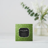 Carte De Visite Carré Parties scintillant vert clair brille Monogram (Debout devant)