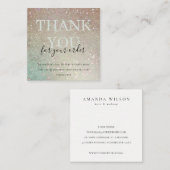 Carte De Visite Carré Parties scintillant Vert rose Aqua Merci brillant (Devant / Derrière)