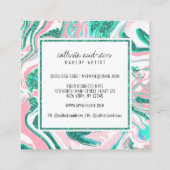 Carte De Visite Carré Parties scintillant verte Turquoise rose moderne m (Dos)