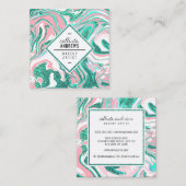 Carte De Visite Carré Parties scintillant verte Turquoise rose moderne m (Devant / Derrière)