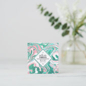 Carte De Visite Carré Parties scintillant verte Turquoise rose moderne m (Debout devant)