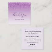 Carte De Visite Carré parties scintillant violette merci d'insérer (Devant / Derrière)