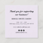 Carte De Visite Carré parties scintillant violette merci d'insérer (Dos)