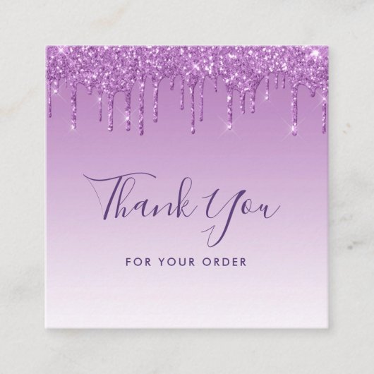 Carte De Visite Carré parties scintillant violette merci d'insérer (Devant)