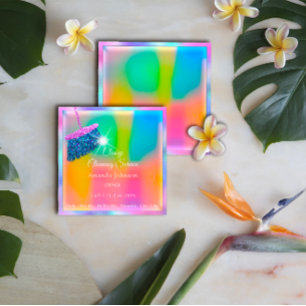 Carte De Visite Carré Parties scintillantes roses d'or d'Ombre de