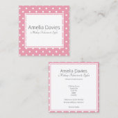 Carte De Visite Carré Passez Rose Polka Dot (Devant / Derrière)