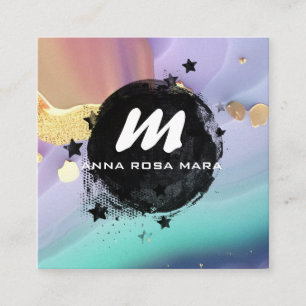 Carte De Visite Carré *~* Pastel AP66 Gold Parties scintillant QR Rainbo