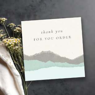 Carte De Visite Carré Pastel Aqua Kraft Mountain Merci Pour Votre Comman