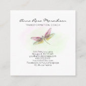 Carte De Visite Carré *~* Pastel Aquarelle Mint Dragonfly Rose  (Dos)