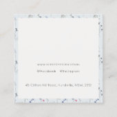 Carte De Visite Carré Pastel Blue Fleur sauvage aquarelle ruban monogram (Dos)