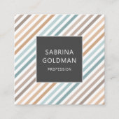 Carte De Visite Carré Pastel Blue Grey Gold Stripes QR CODE (Devant)