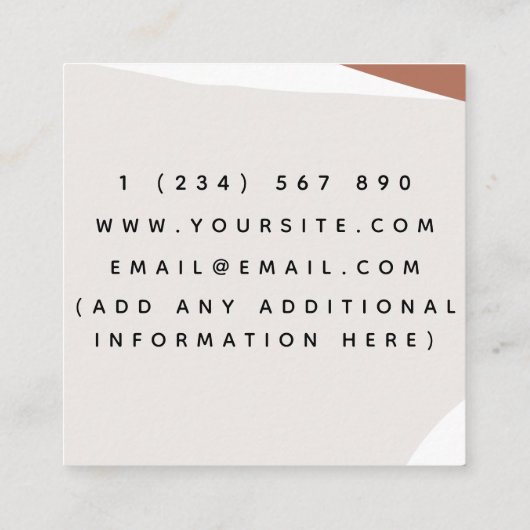 Carte De Visite Carré Pastel Brown jolie calligraphie Classique bohème (Dos)