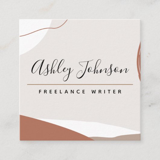 Carte De Visite Carré Pastel Brown jolie calligraphie Classique bohème (Devant)